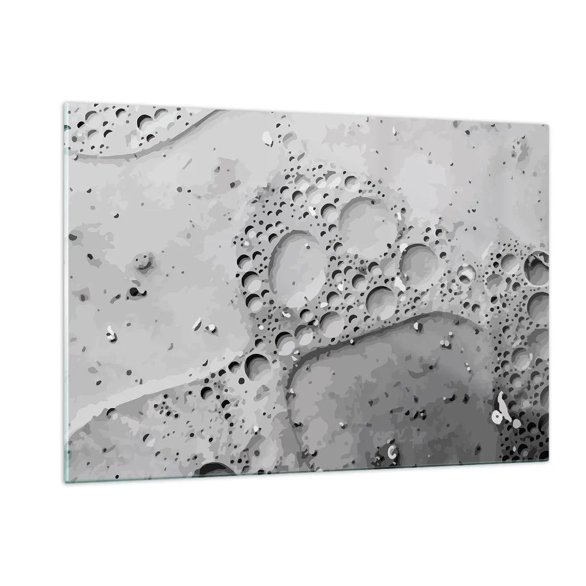 Impression sur verre - Image sur verre - Motif de bulles abstrait sur la surface dans des tons de gris - 120x80cm - Sentier de mousse - Décoration murale moderne pour le salon et la chambre ARTTOR