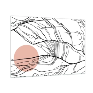 Impression sur verre - Image sur verre - Lignes ombragées de branches avec un soleil beige - 100x70cm - Dans un réseau de brindilles - Décoration murale moderne pour le salon et la chambre ARTTOR