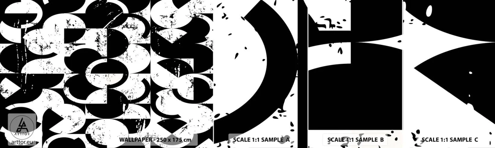 Échantillon de Papier Peint Autocollant Deluxe Sticker - Le blanc est blanc et le noir est noir - Abstraction, Morceau, Graphique - 100x30 cm