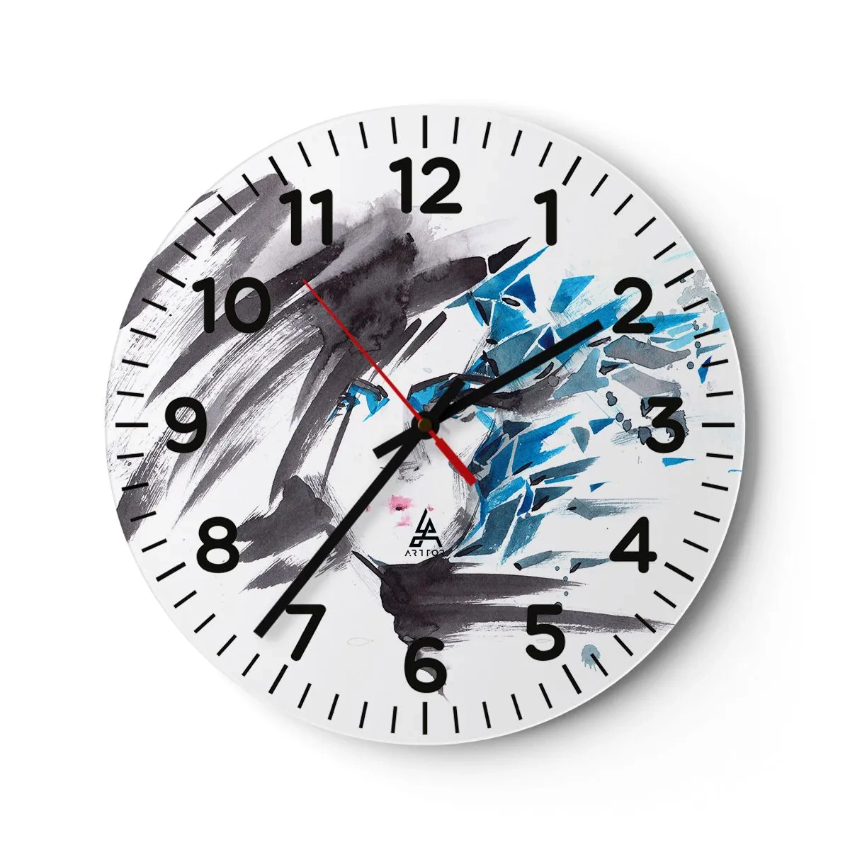 Horloge murale - Pendule murale - Portrait sensuel en gris et bleu - 30x30 cm