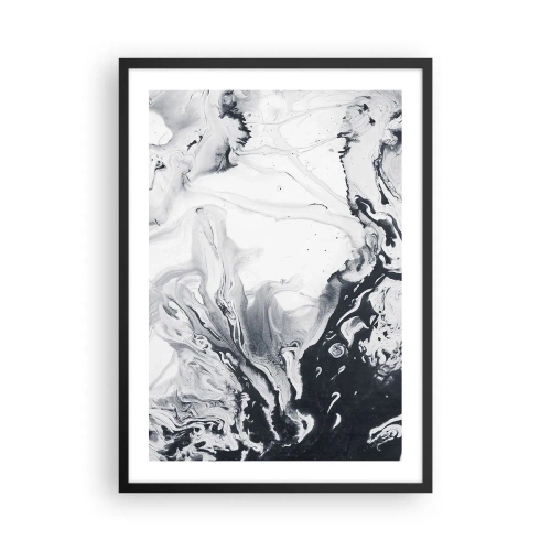 Affiche dans un cadre noir - Poster - Motifs abstraits en noir et blanc - 50x70cm - Au centre de la Terre - Décoration murale moderne pour le salon et la chambre ARTTOR