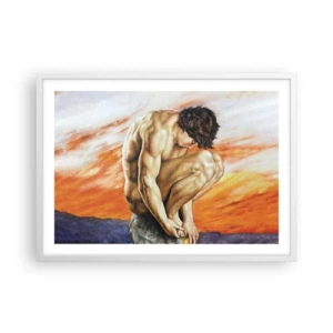 Affiche dans un cadre blanc - Poster - Plongé dans ses pensées - 70x50 cm