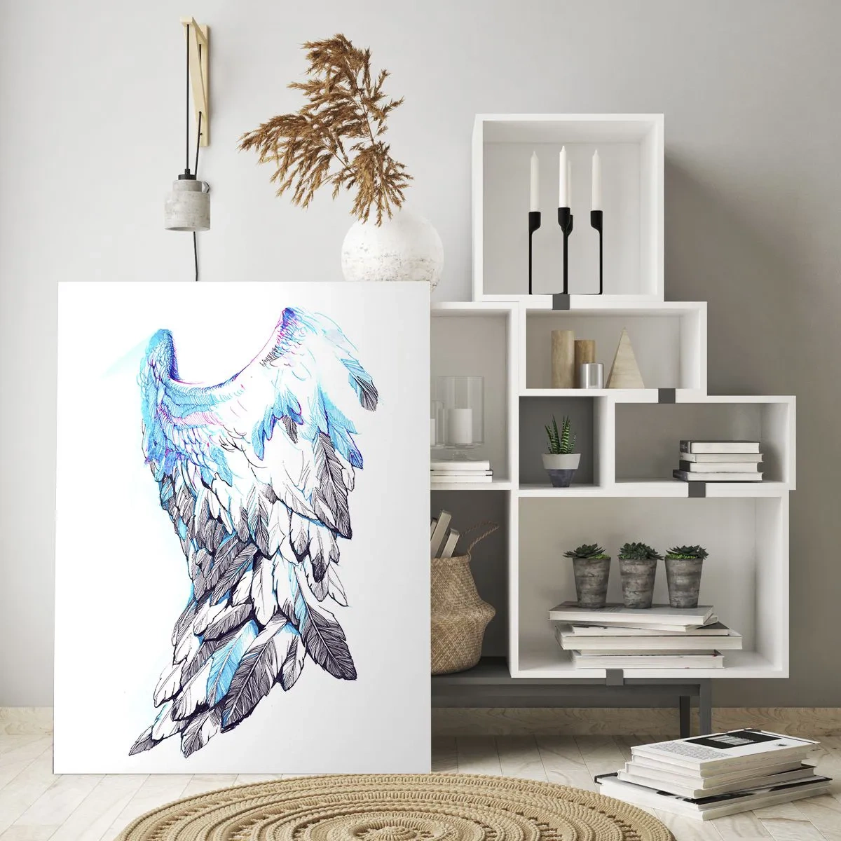 Impression sur verre - Image sur verre - Ailes d'ange délicates aux tons pastel - 80x120cm - j'ai besoin d'ailes - Décoration murale moderne pour le salon et la chambre ARTTOR