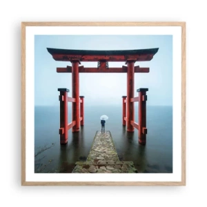 Affiche dans un chêne clair - Poster - Rêverie japonnaise - 60x60 cm