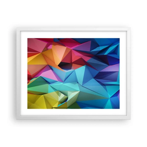 Affiche dans un cadre blanc - Poster - Origami arc-en-ciel - 50x40 cm
