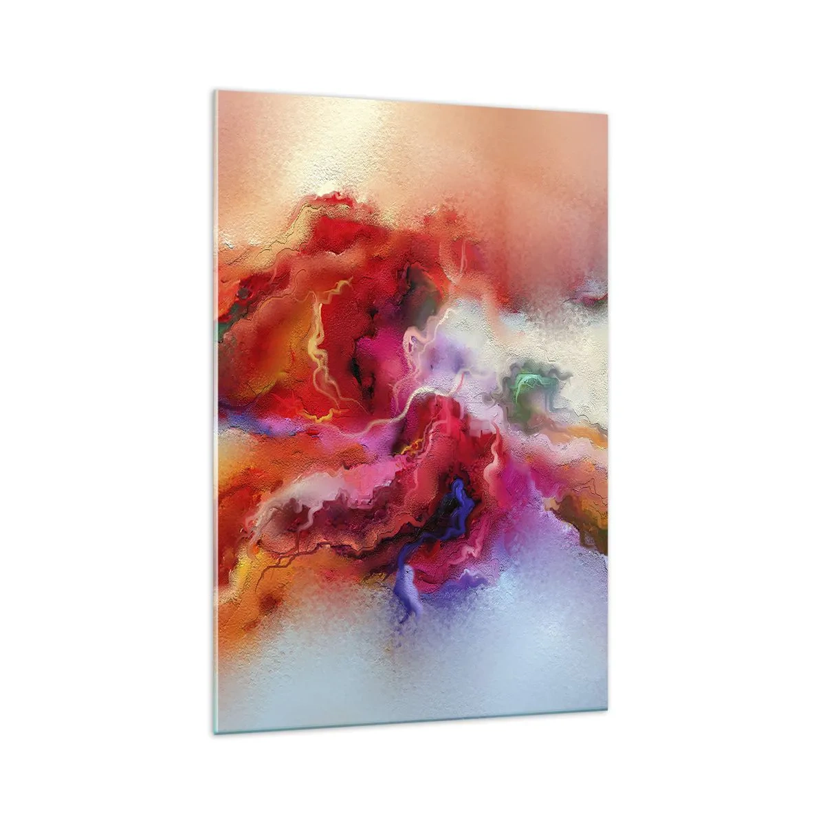 Impression sur verre - Image sur verre - Abstraction colorée avec une composition dynamique - 70x100cm - Comment attraper des rêves - fumée - Décoration murale moderne pour le salon et la chambre ARTTOR