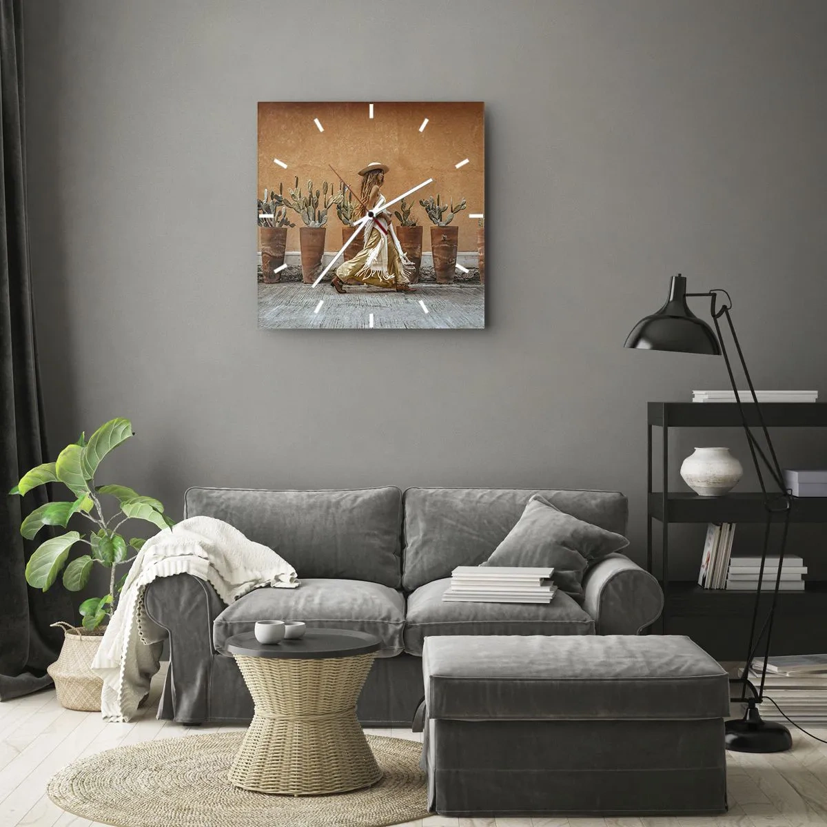 Horloge murale - Pendule murale - Style hippie - 40x40 cm