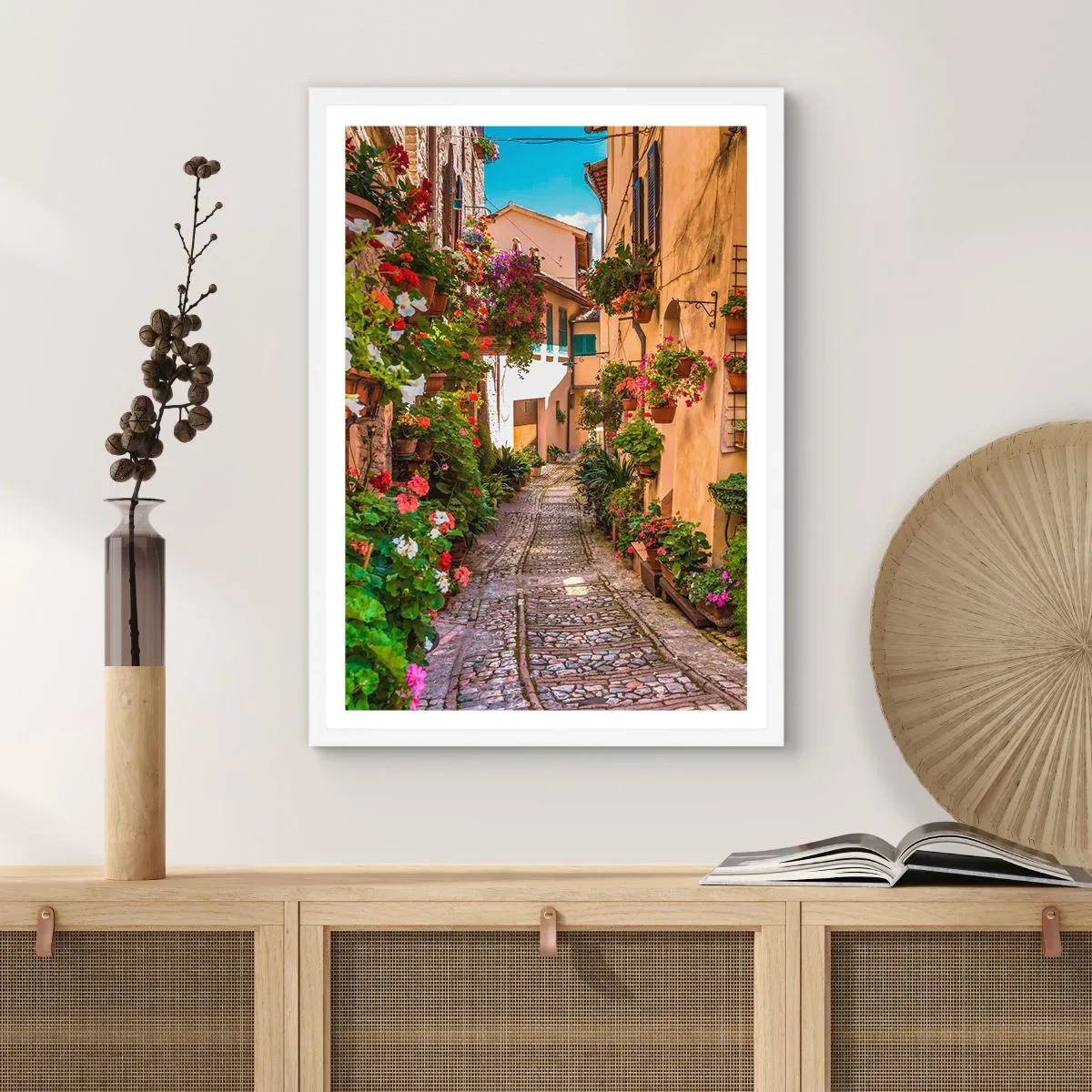 Affiche dans un cadre blanc - Poster - Ruelle italienne - 70x100 cm