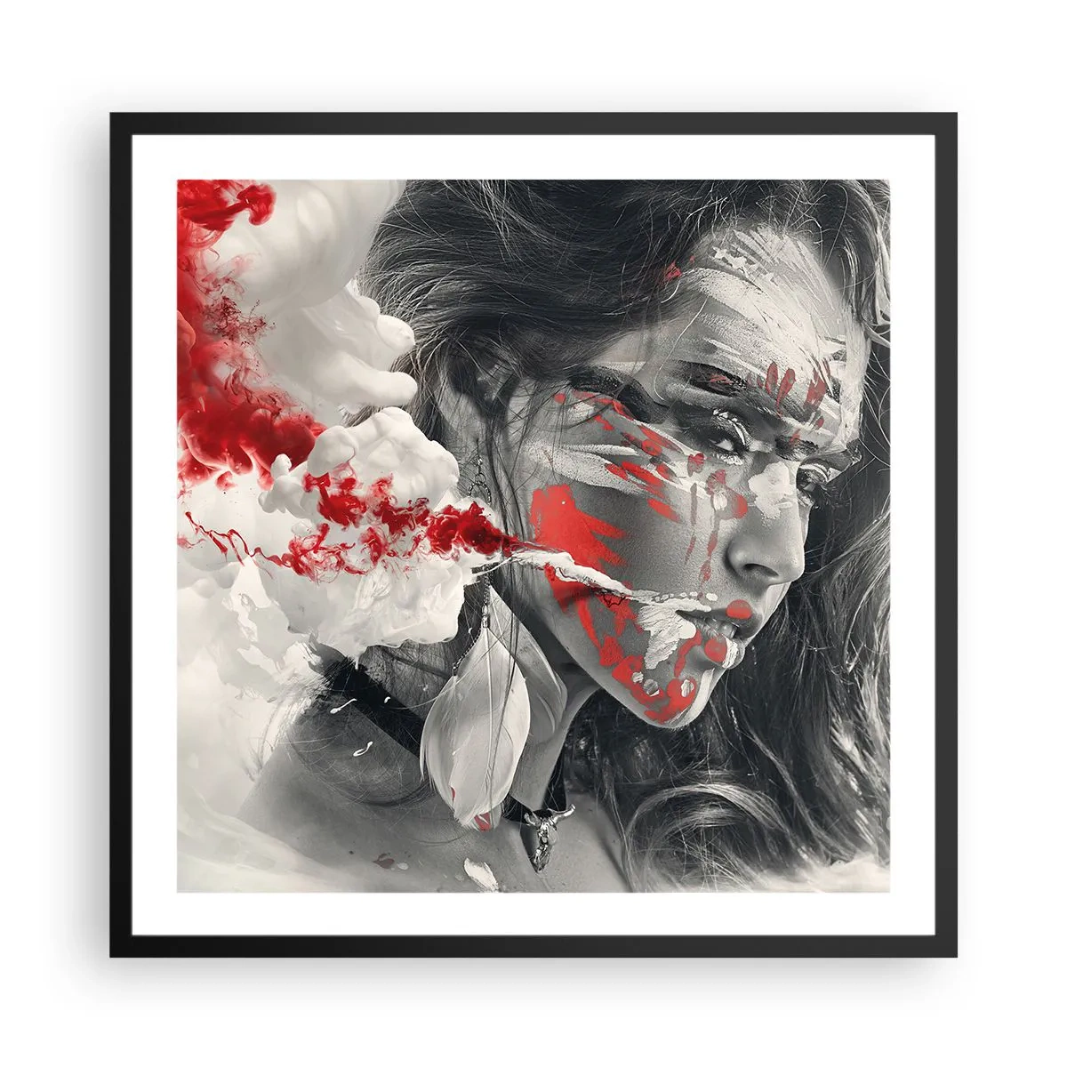 Affiche dans un cadre noir - Poster - Dans les fumées de l'absurde - 60x60 cm