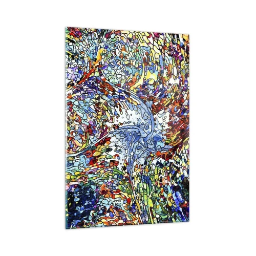 Impression sur verre - Image sur verre - Un motif abstrait coloré inspiré de la nature - 80x120cm - Goutte de vitrail - Décoration murale moderne pour le salon et la chambre ARTTOR