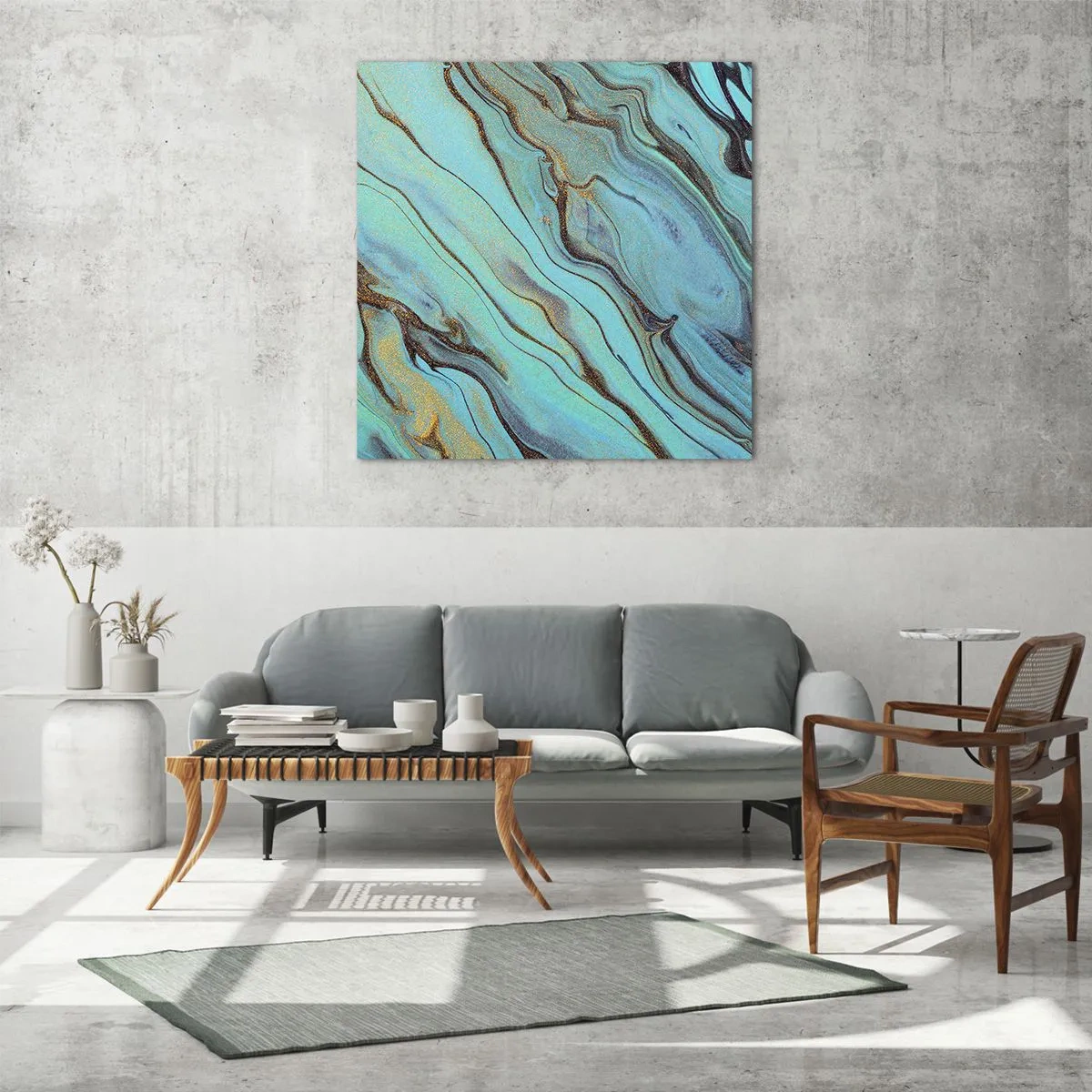 Impression sur verre - Image sur verre - Marée turquoise - 50x50 cm