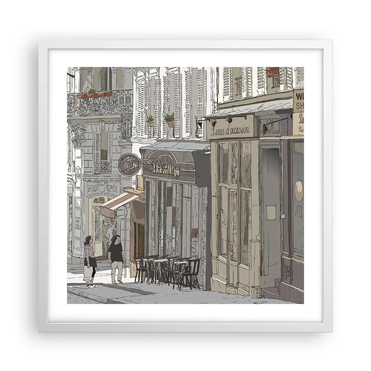 Affiche dans un cadre blanc - Poster - Joie de la ville - 50x50 cm