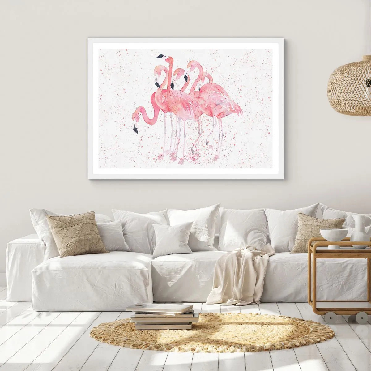 Affiche dans un cadre blanc - Poster - Ensemble rose - 100x70 cm