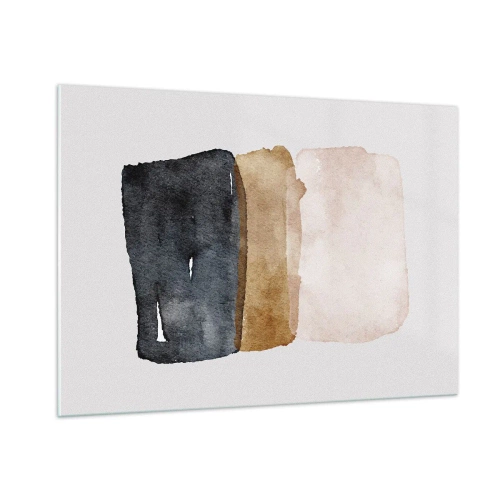 Impression sur verre - Image sur verre - Taches abstraites dans les tons de noir, marron et beige - 100x70cm - Composition de couleurs de la terre - Décoration murale moderne pour le salon et la chambre ARTTOR