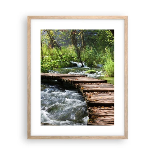 Affiche dans un chêne clair - Poster - Au-dessus de la cascade mousseuse - 40x50 cm