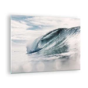 Impression sur verre - Image sur verre - Une puissante vague océanique sous les rayons du soleil - 70x50cm - Pic d'eau - Décoration murale moderne pour le salon et la chambre ARTTOR