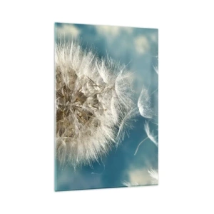 Impression sur verre - Image sur verre - Un pissenlit soufflé contre un ciel bleu - 80x120cm - souffle d'ange - Décoration murale moderne pour le salon et la chambre ARTTOR