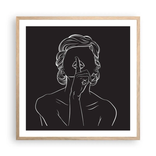 Affiche dans un chêne clair - Poster - La beauté s'épanouit en silence - 60x60 cm