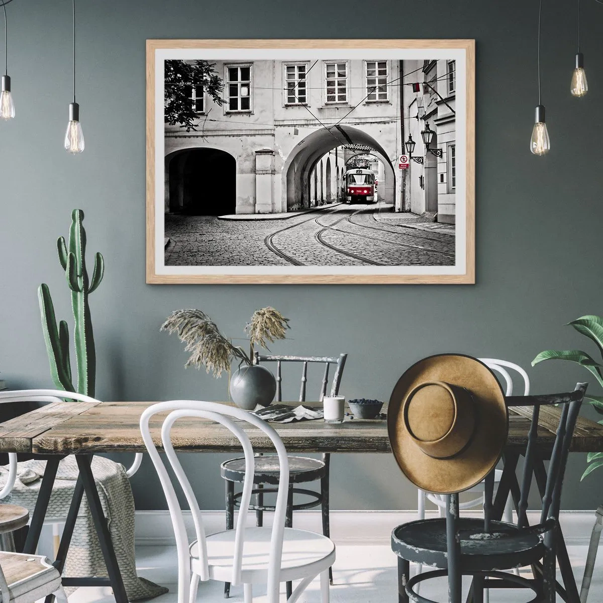 Affiche dans un chêne clair - Poster - Dans le labyrinthe de la ville - 70x50 cm