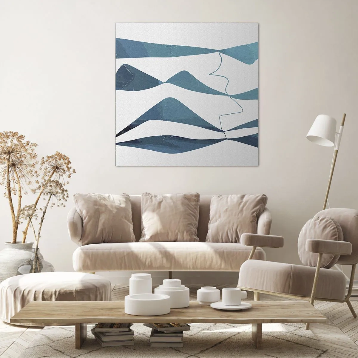 Impression sur toile - Image sur toile - Abstraction : composé turquoise - 60x60 cm