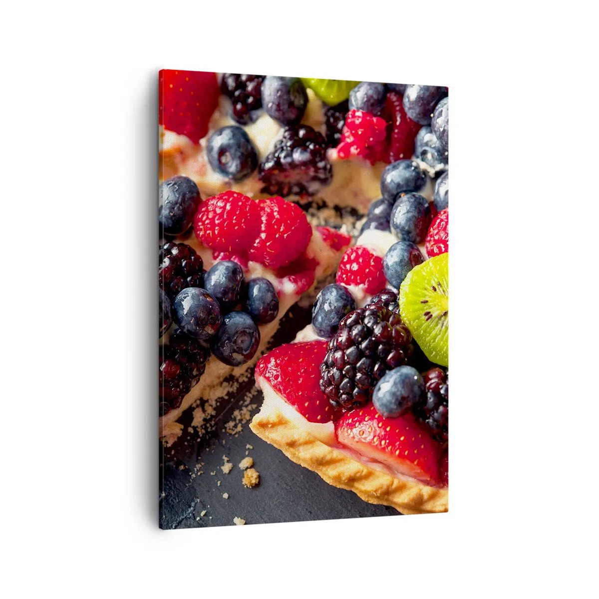 Impression sur toile - Image sur toile - Tarte colorée aux fruits et à la crème - 50x70cm - Dolce vita! - Décoration murale moderne pour le salon et la chambre ARTTOR