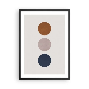 Affiche dans un cadre noir - Poster - Cercles minimalistes aux tons chauds sur fond clair - 50x70cm - Symbole d'excellence - Décoration murale moderne pour le salon et la chambre ARTTOR