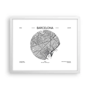Affiche dans un cadre blanc - Poster - Anatomie de Barcelone - 50x40 cm