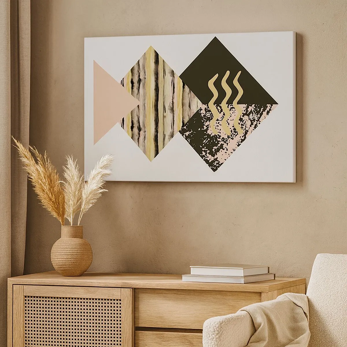Impression sur toile - Image sur toile - Formes géométriques avec des motifs abstraits - 70x50cm - Pas si simple - Décoration murale moderne pour le salon et la chambre ARTTOR