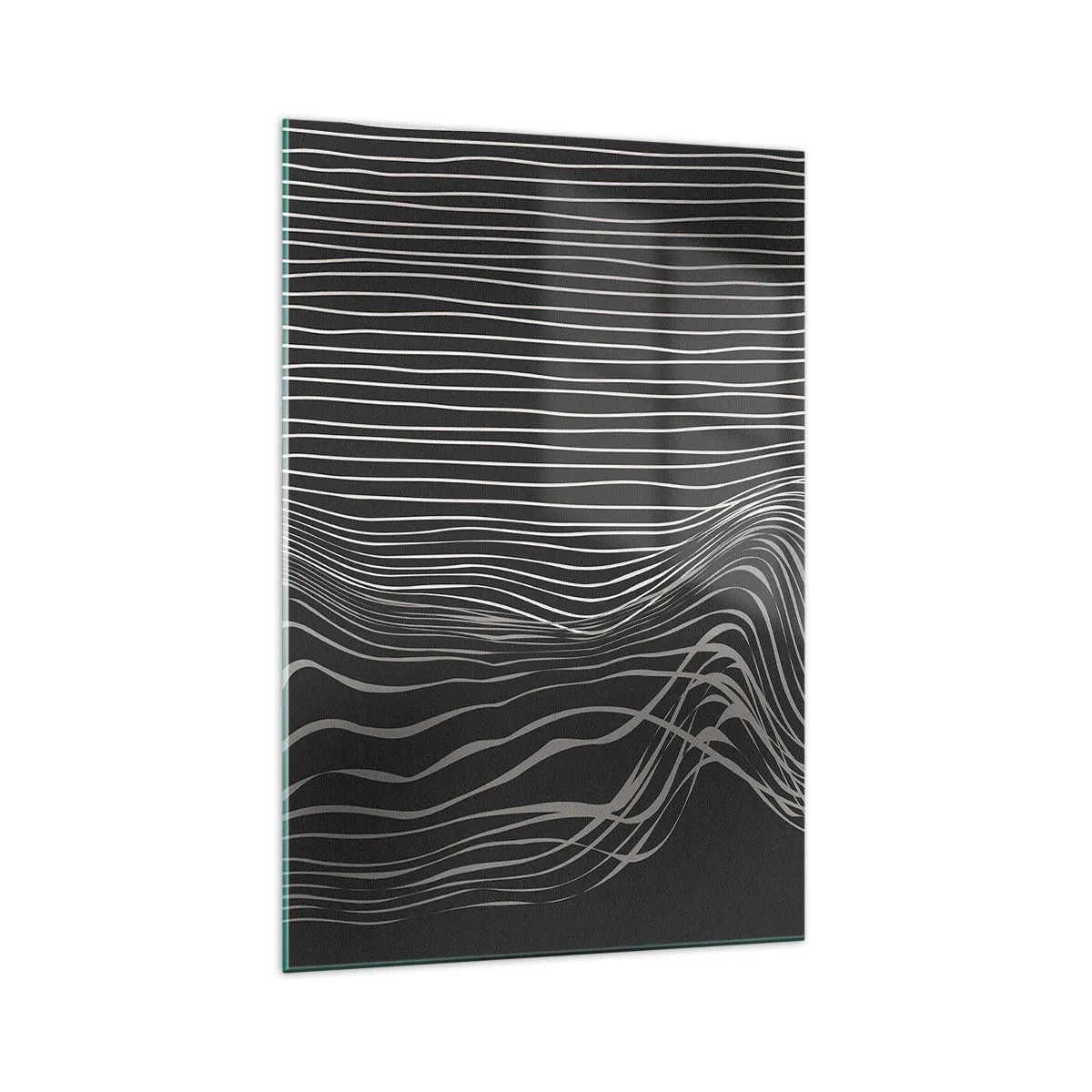 Impression sur verre - Image sur verre - Lignes blanches sur fond gris foncé dans un arrangement abstrait - 70x100cm - Rythme et accent - Décoration murale moderne pour le salon et la chambre ARTTOR