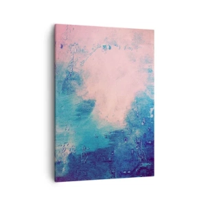 Impression sur toile - Image sur toile - Texture abstraite dans les tons de rose et de bleu - 50x70cm - Etreintes bleues - Décoration murale moderne pour le salon et la chambre ARTTOR