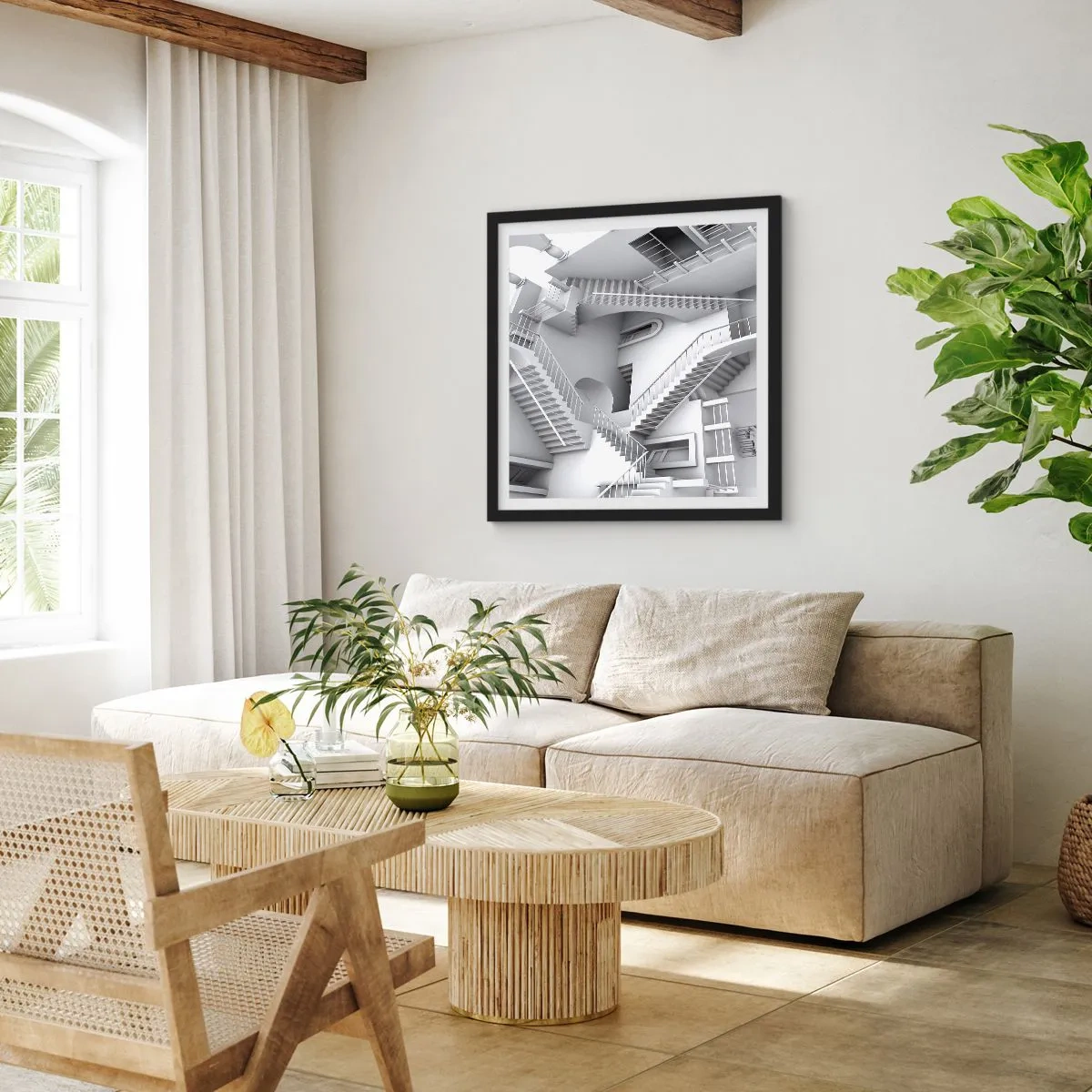 Affiche dans un cadre noir - Poster - Paradoxes spatiaux - 30x30 cm