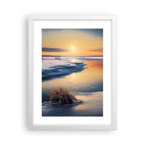 Affiche dans un cadre blanc - Poster - Coucher de soleil d'hiver - 30x40 cm