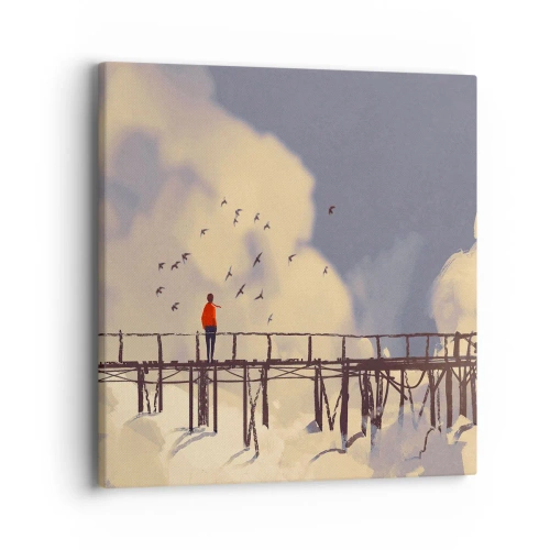 Impression sur toile - Image sur toile - Bleu nostalgie - 40x40 cm