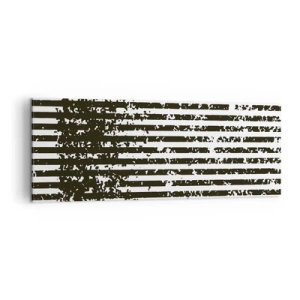 Impression sur toile - Image sur toile - Lignes abstraites avec un effet vieilli en noir et blanc - 140x50cm - Rythme et bruissement - Décoration murale moderne pour le salon et la chambre ARTTOR
