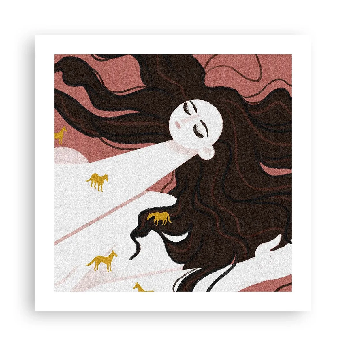 Affiche - Poster - Rêve d'un cheval d'or - 50x50 cm