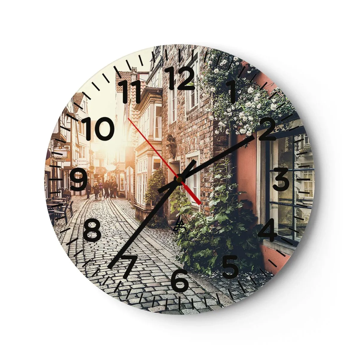 Horloge murale - Pendule murale - Allée de roses en lueur rose - 30x30 cm