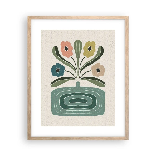 Affiche dans un chêne clair - Poster - Bouquet symétrique - 40x50 cm