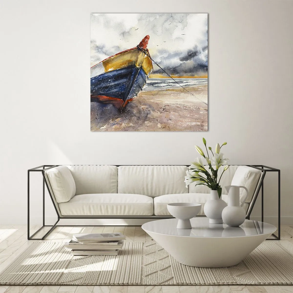 Impression sur verre - Image sur verre - Repos sur le rivage - 60x60 cm