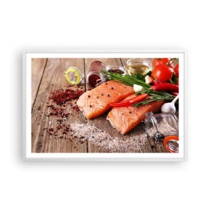 Affiche dans un cadre blanc - Poster - Aventure norvégienne dans la cuisine - 91x61 cm