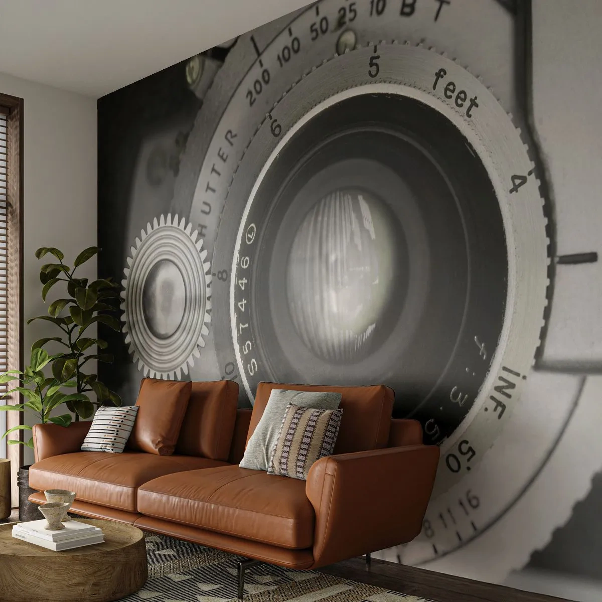 Papier Peint Autocollant Deluxe Sticker - Histoire d'Hollywood - Caméra, Noir et blanc, Ancien - 150x105 cm