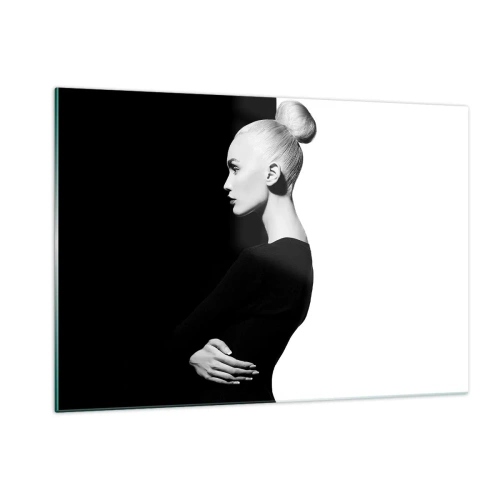 Impression sur verre - Image sur verre - Portrait noir et blanc d'une femme portant un chignon élégant - 120x80cm - Tout simplement une femme - Décoration murale moderne pour le salon et la chambre ARTTOR