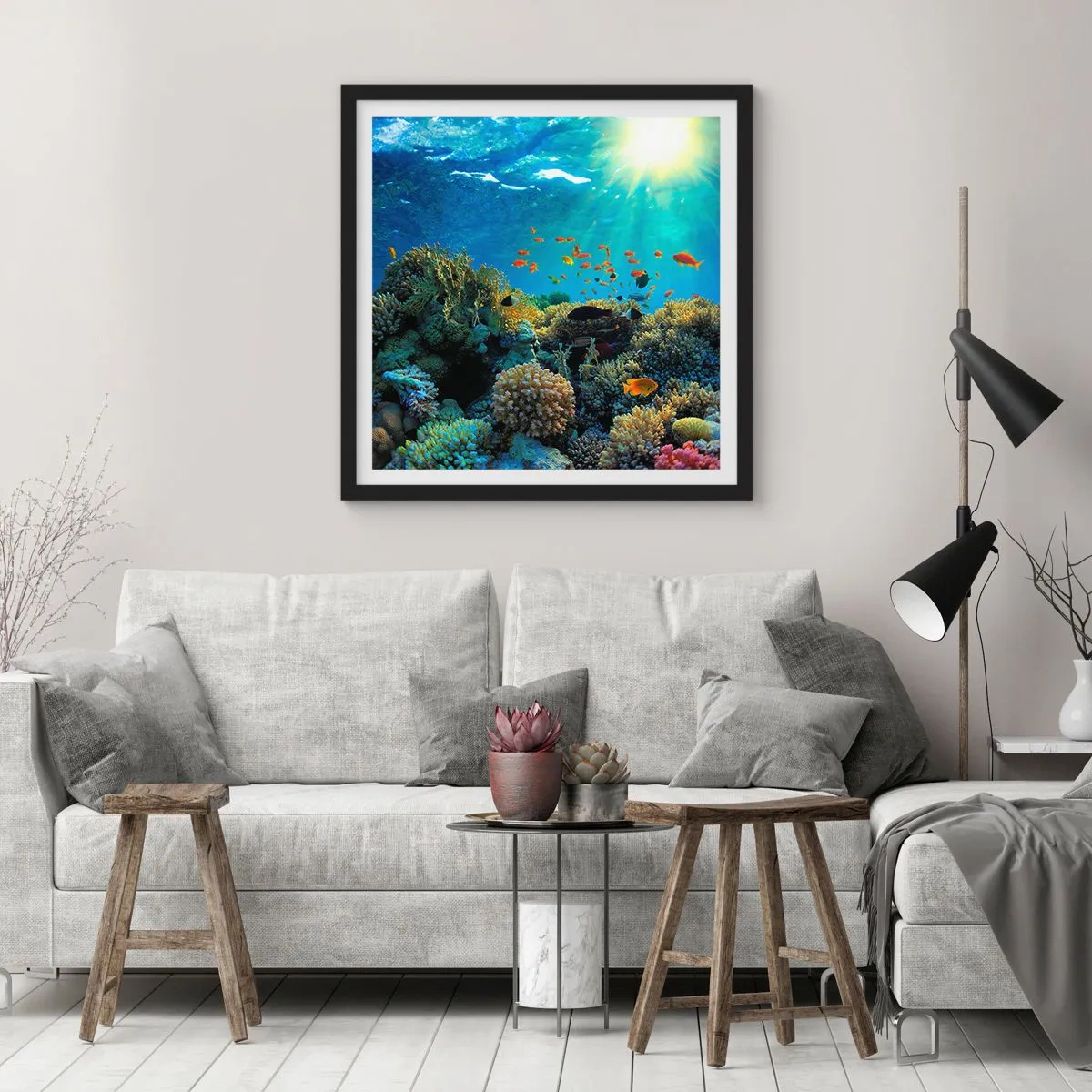 Affiche dans un cadre noir - Poster - Trésor sous-marin - 50x50 cm