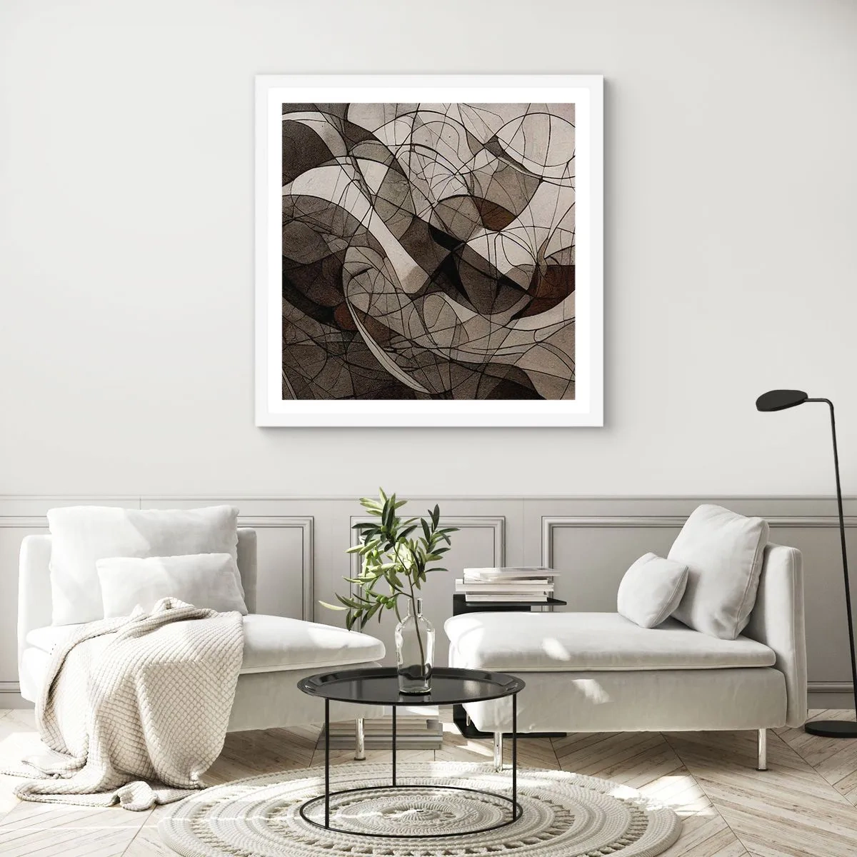 Affiche dans un cadre blanc - Poster - Circulation des couleurs de la terre - 40x40 cm