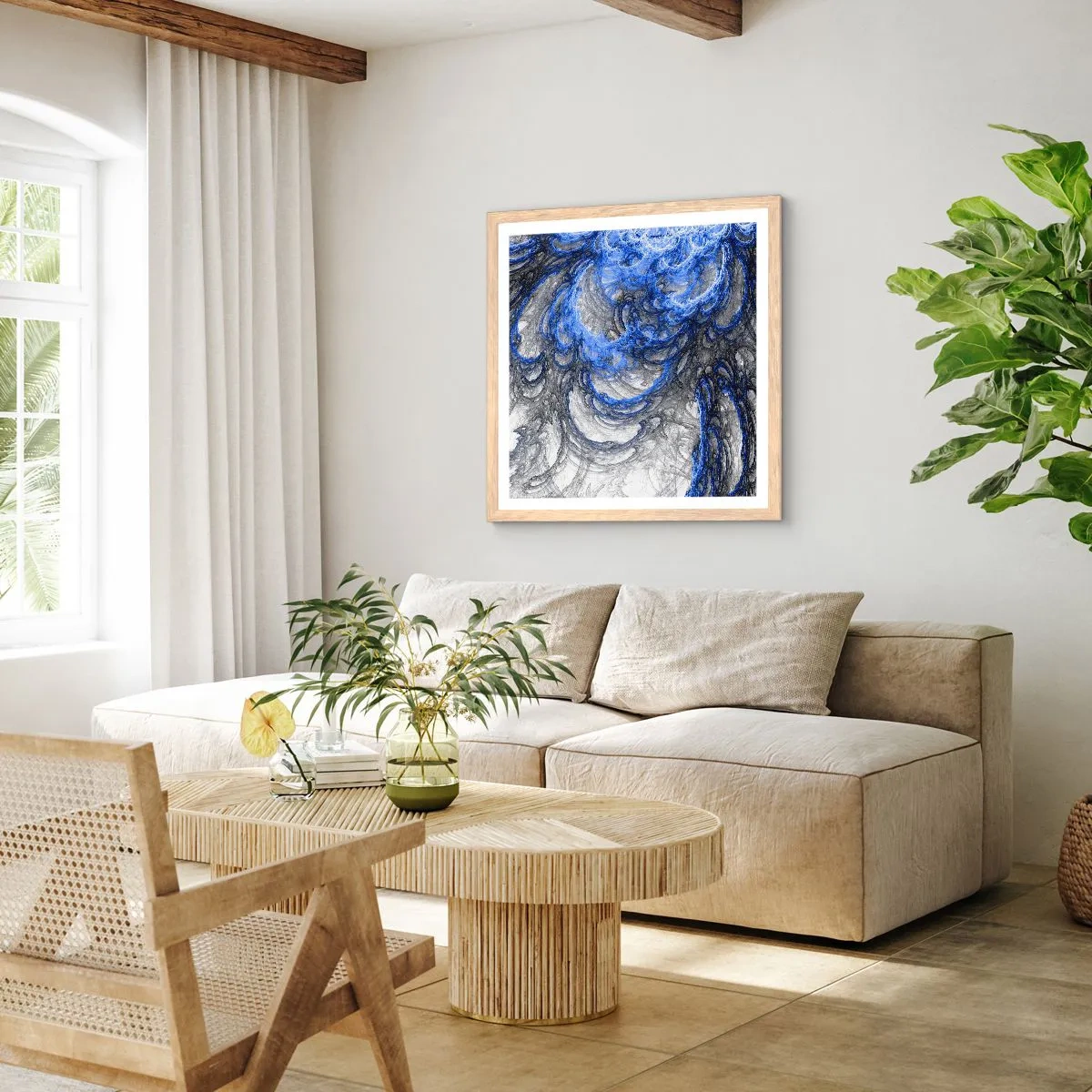 Affiche dans un chêne clair - Poster - La naissance d'une vague - 50x50 cm