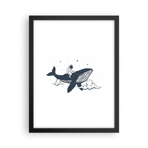 Affiche dans un cadre noir - Poster - Aventure spatiale - 30x40 cm