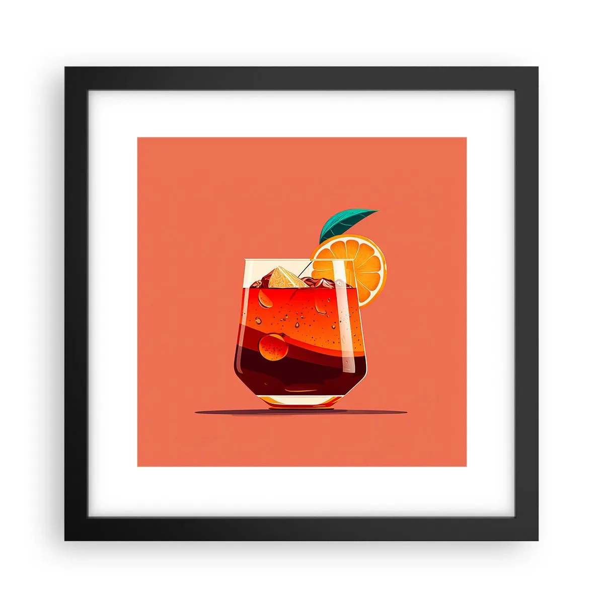 Affiche dans un cadre noir - Poster - Rafraîchissement d'été - 30x30 cm