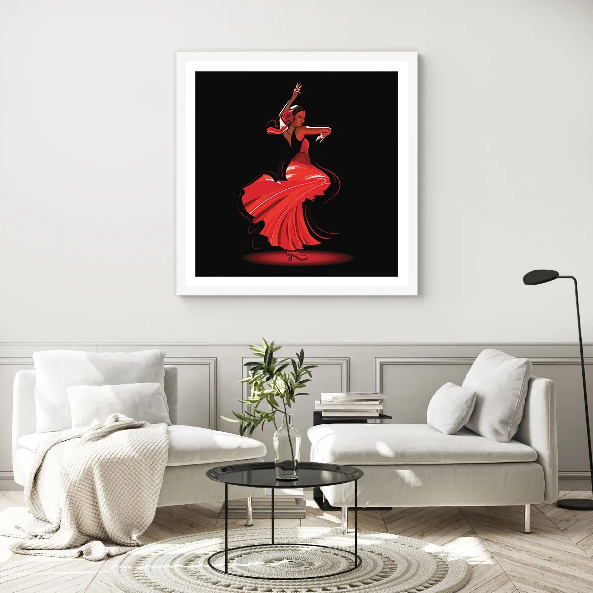 Affiche dans un cadre blanc - Poster - L'esprit fougueux du flamenco - 30x30 cm