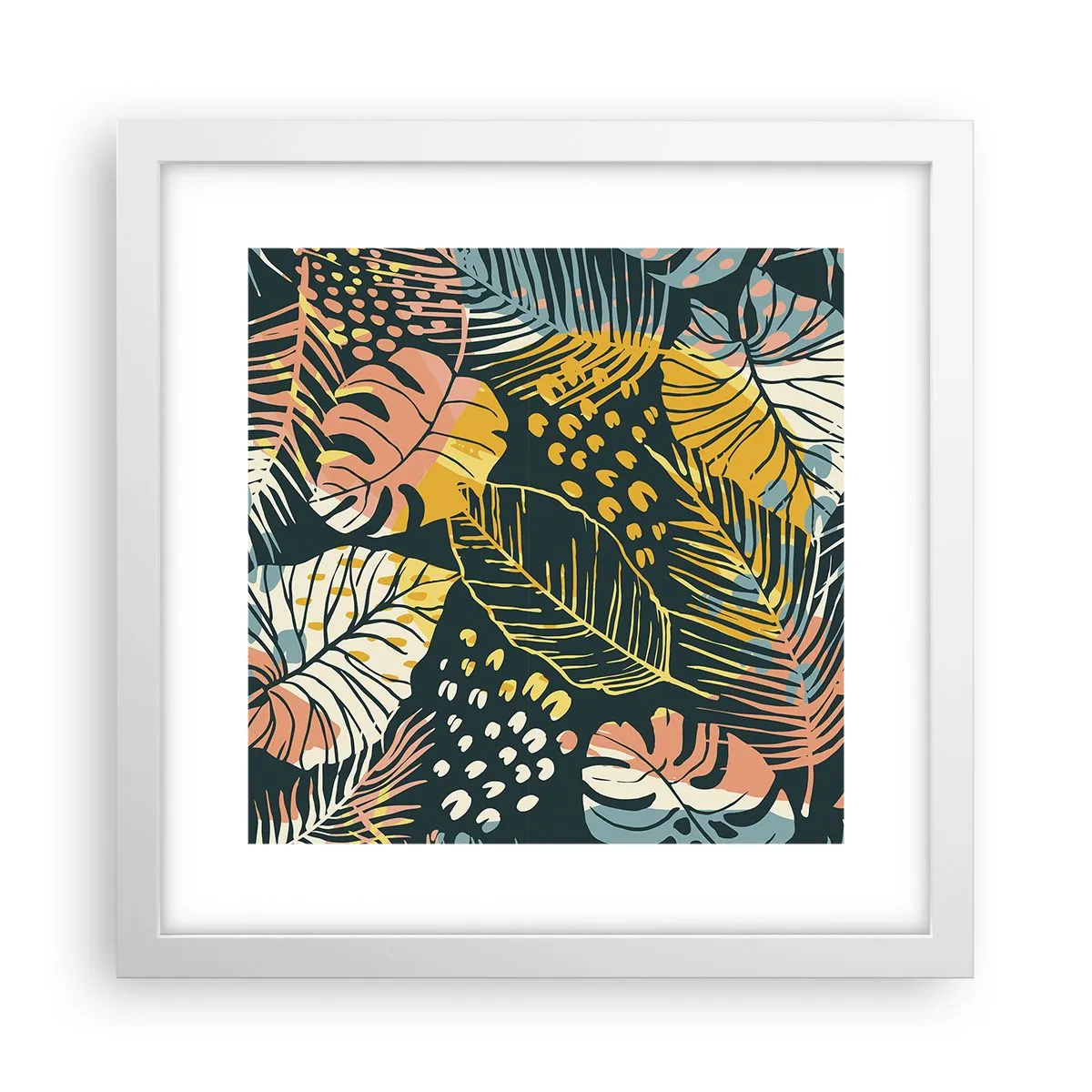 Affiche dans un cadre blanc - Poster - Fantaisie feuillue - 30x30 cm