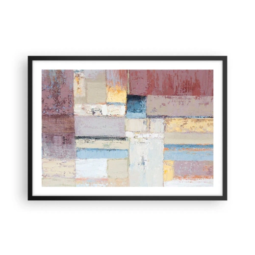 Affiche dans un cadre noir - Poster - Composition géométrique aux couleurs pastel - 70x50cm - Le calme de la géométrie - Décoration murale moderne pour le salon et la chambre ARTTOR