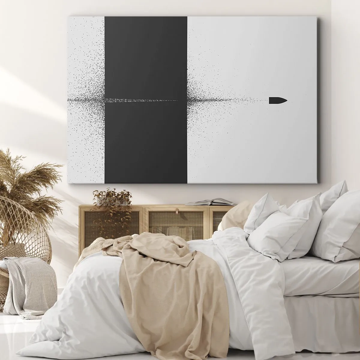 Impression sur toile - Image sur toile - Un projectile symbolique dans un style minimaliste et abstrait. - 70x50cm - Droit au but - Décoration murale moderne pour le salon et la chambre ARTTOR